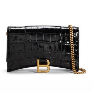 Balenciaga - Hourglass Shiny Mock-Croc Chain Wallet